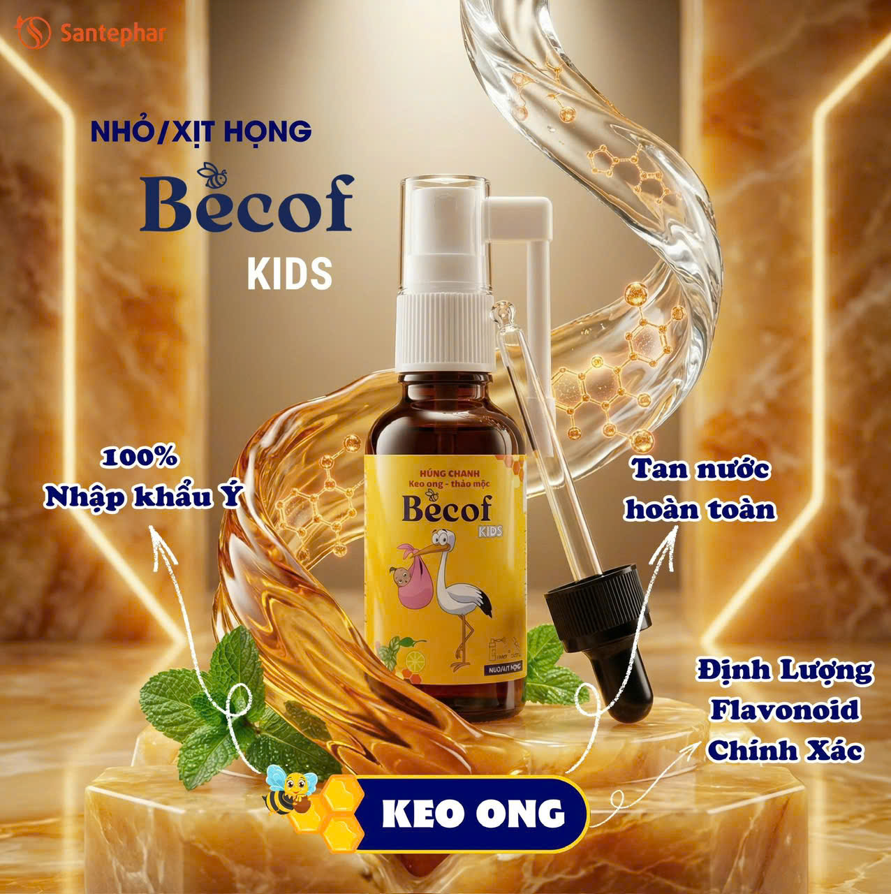 Nhỏ/Xịt họng Becof Kids