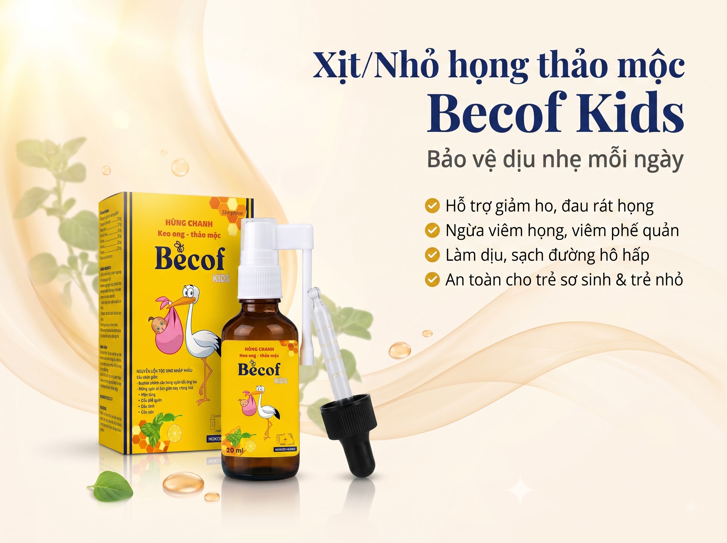 Nhỏ/Xịt họng Becof Kids
