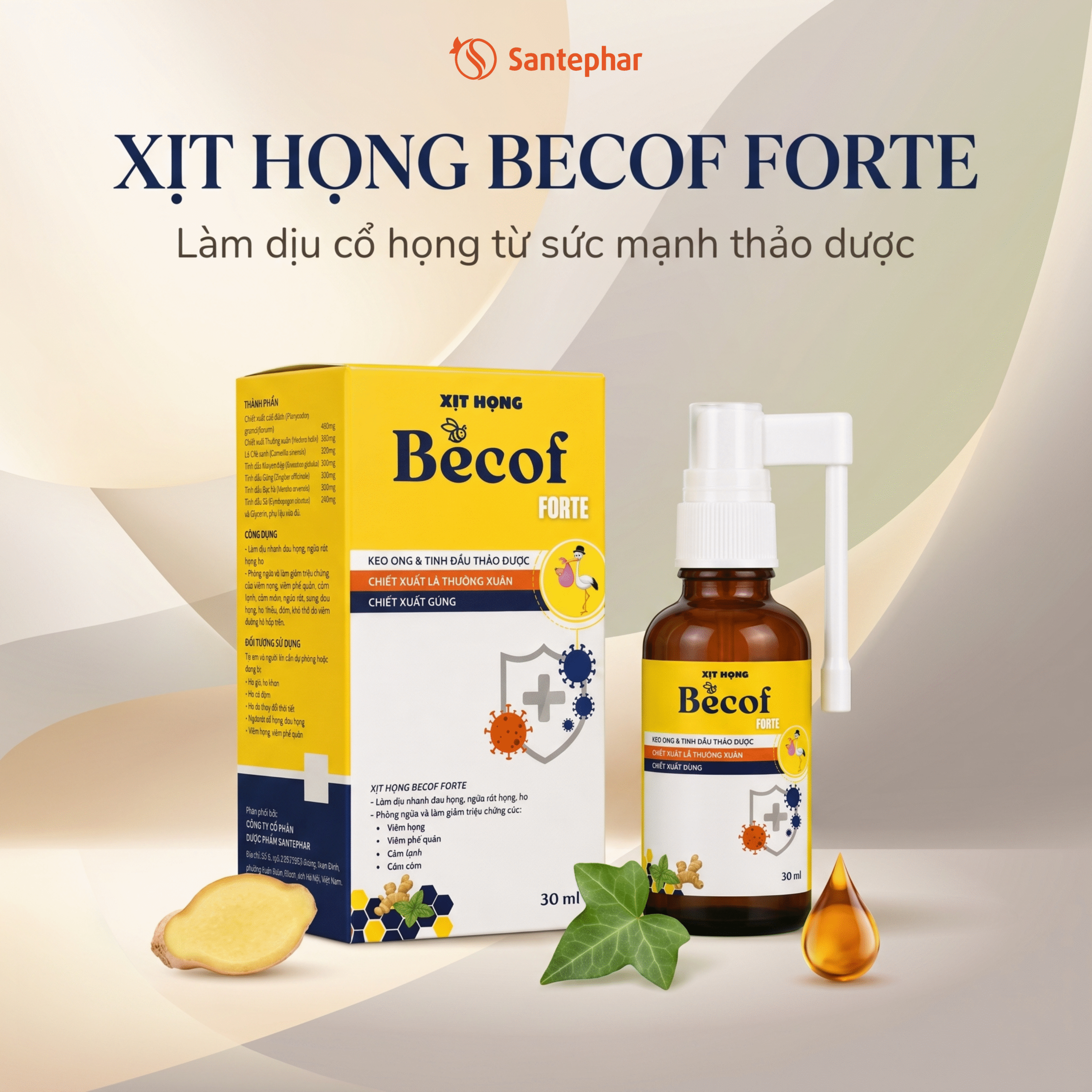 Xịt họng Becof Forte